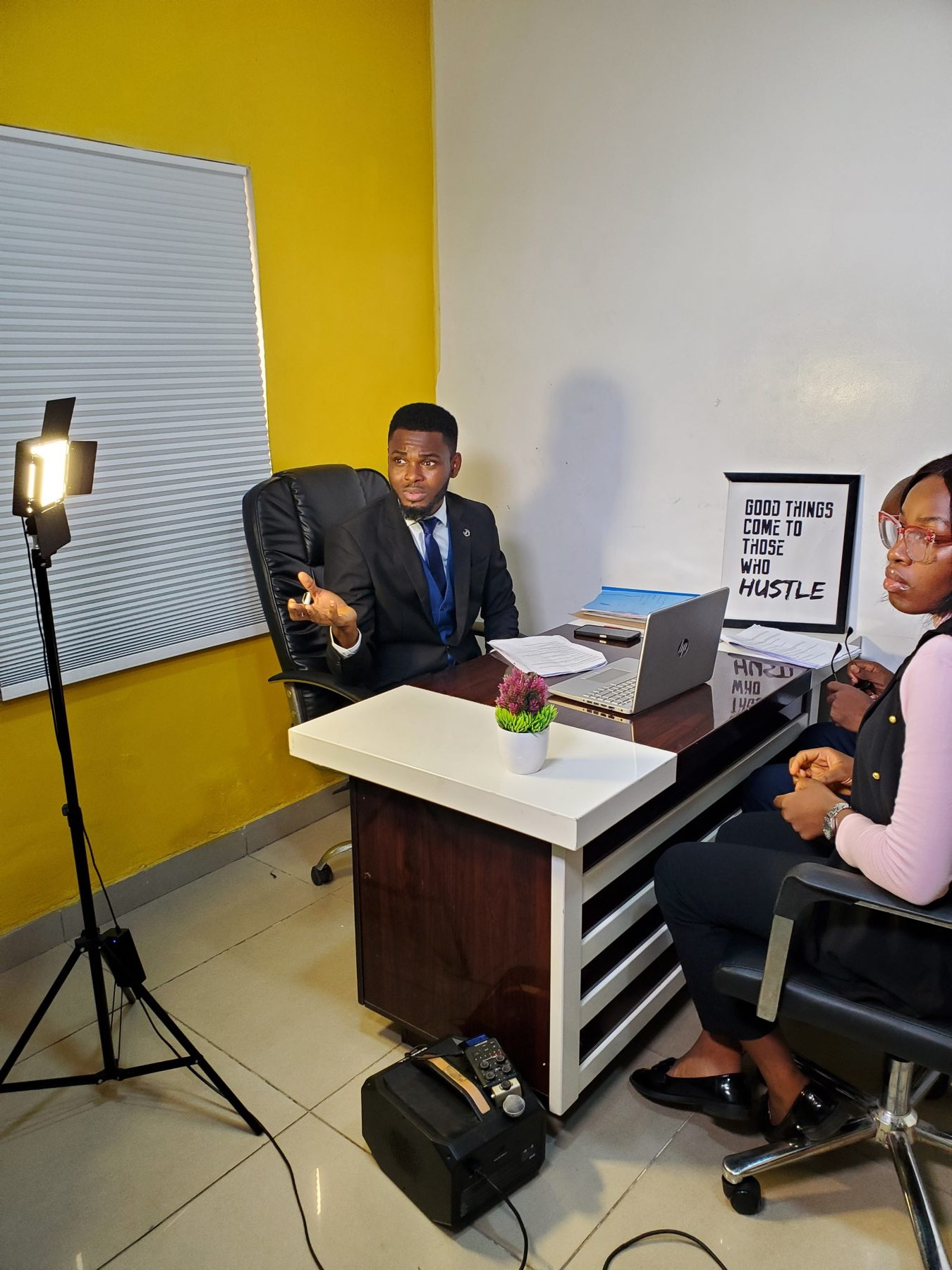 Valentine Igboke leading a studio recording session